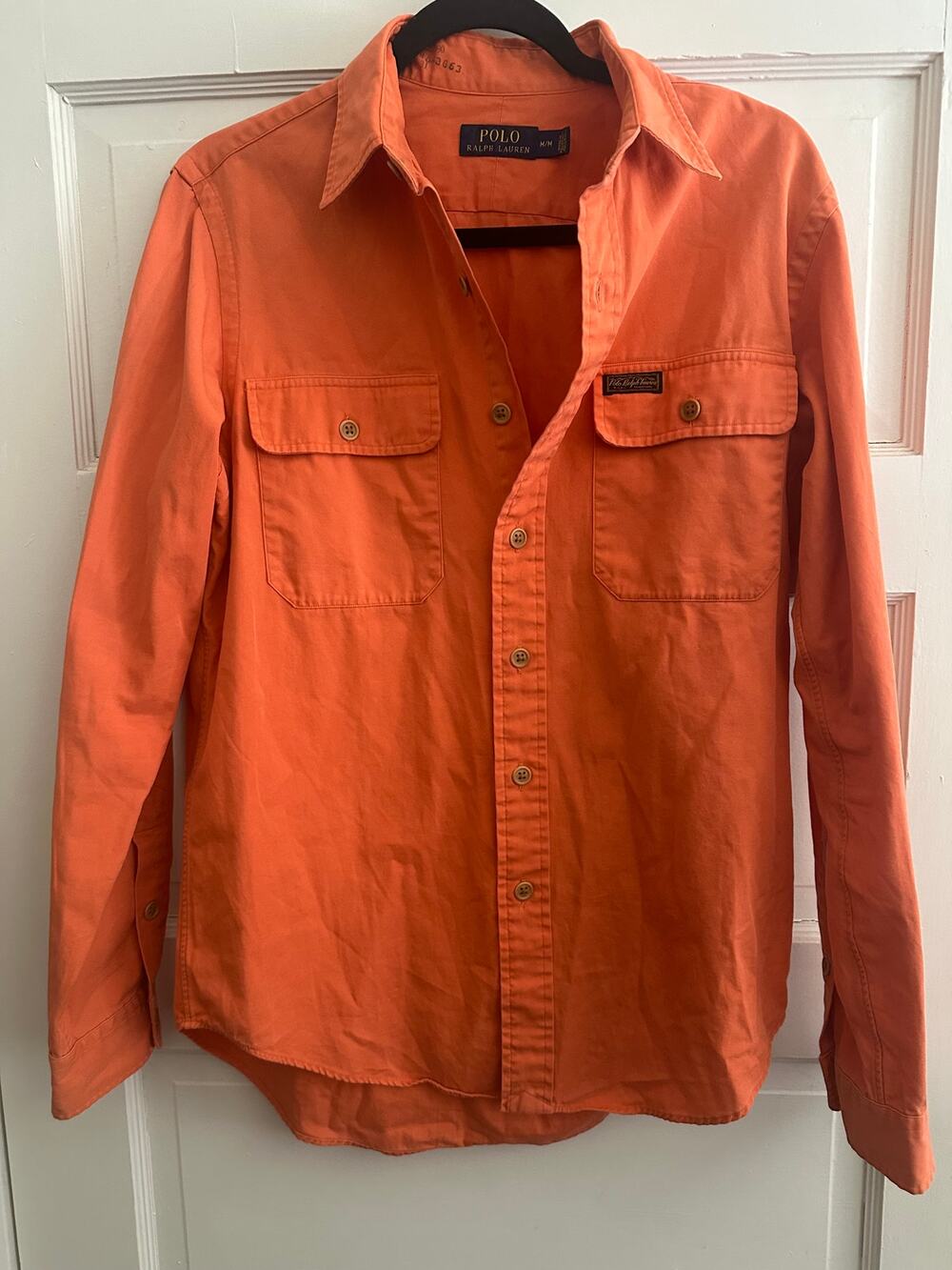 Polo Ralph Lauren Faded Orange Button-Up Shirt Men's Medium Vintage Logo
